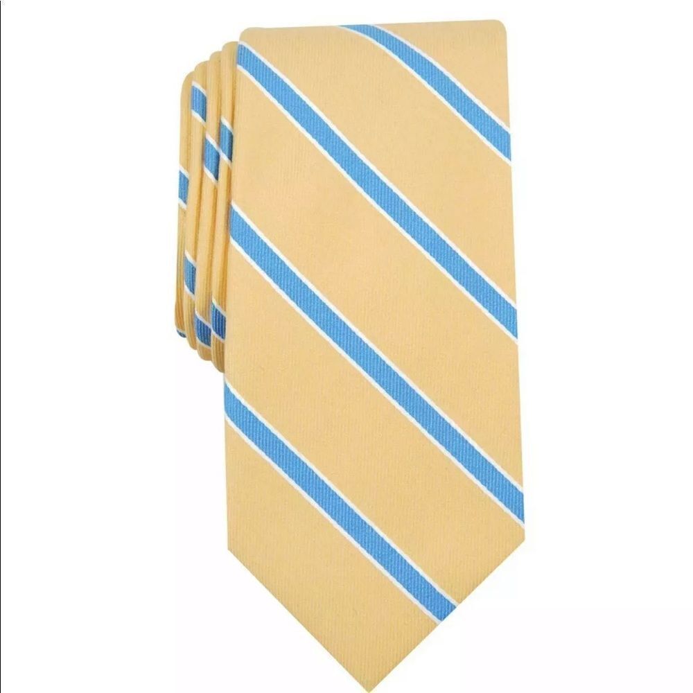 New CLUB ROOM Yellow Blue White Stripe Neck Tie